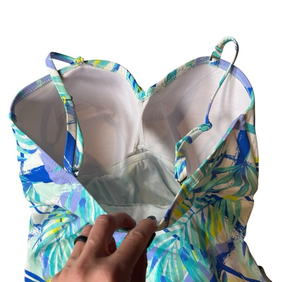 Sonnet Shores One Piece Swimsuit Size 16 Tropical Ruched Adjustable Straps 0122 - Picture 4 of 8